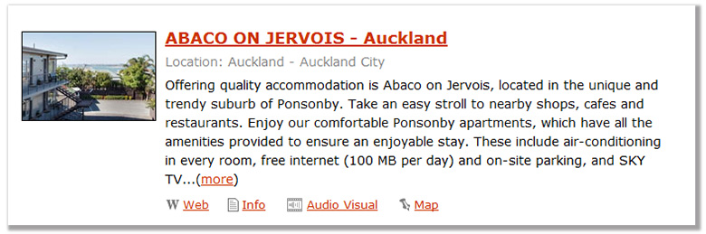 New Zealand Accommodation Gold Listing